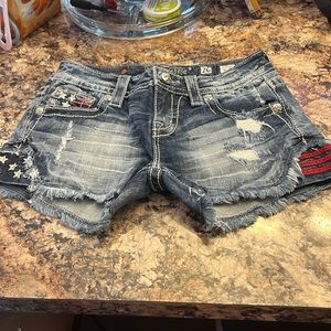 Miss Me Signature American Flag Jean Shorts
